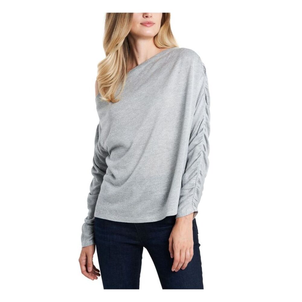 1. STATE Womens Beige One-shoulder Long Sleeve Party Blouse L